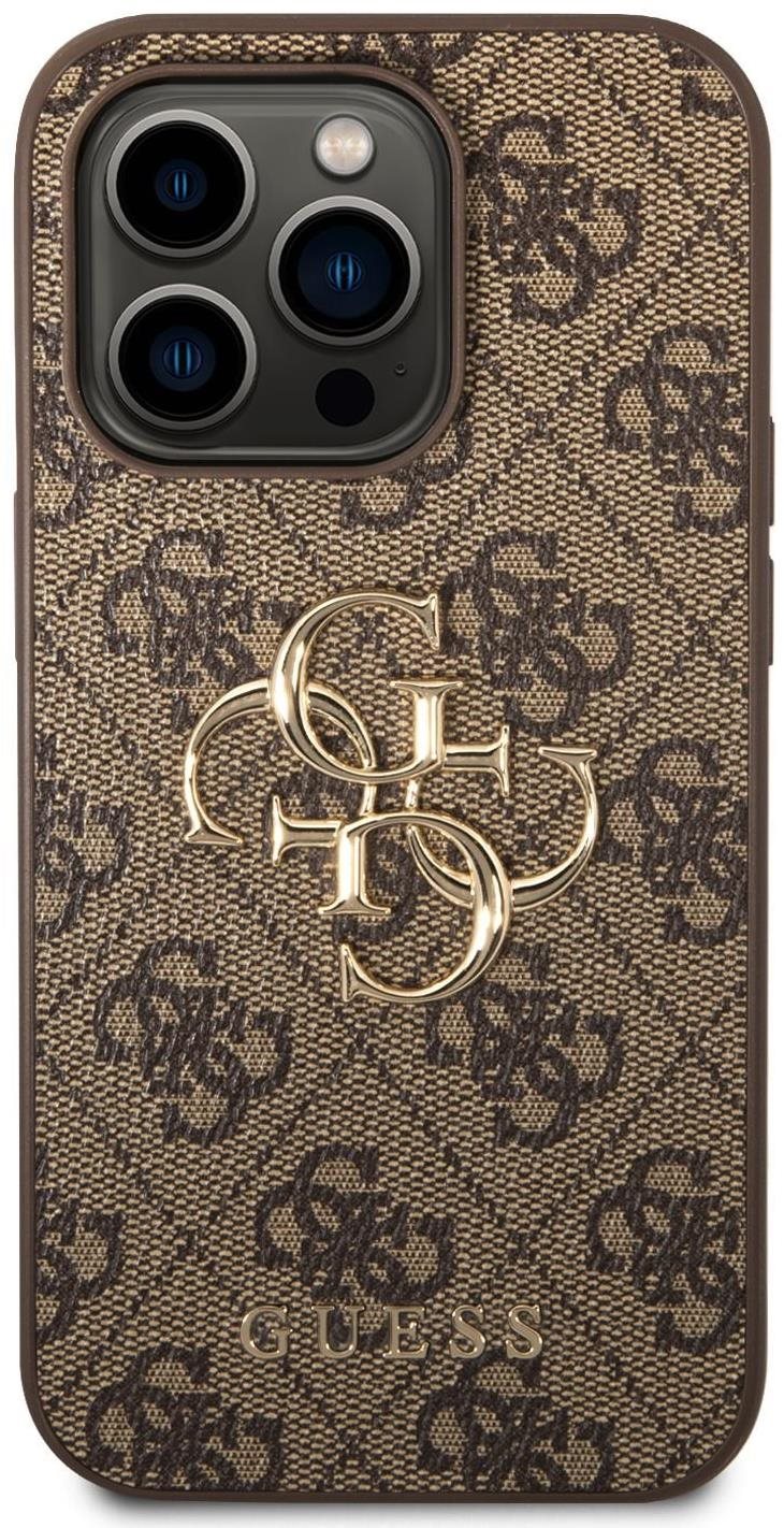 Guess PU 4G Metal Logo Zadní Kryt pro iPhone 15 Pro Max Brown