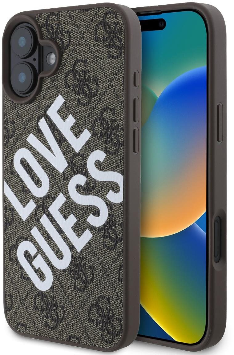 Guess PU Leather 4G Big Love Logo MagSafe Zadní Kryt pro iPhone 16 Brown