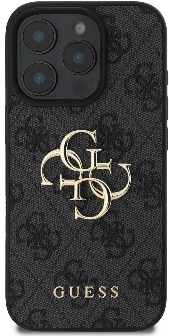 Guess PU 4G Metal Logo Zadní Kryt pro iPhone 16 Pro Grey