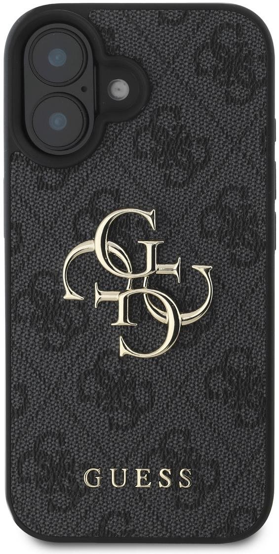 Guess PU 4G Metal Logo Zadní Kryt pro iPhone 16 Grey