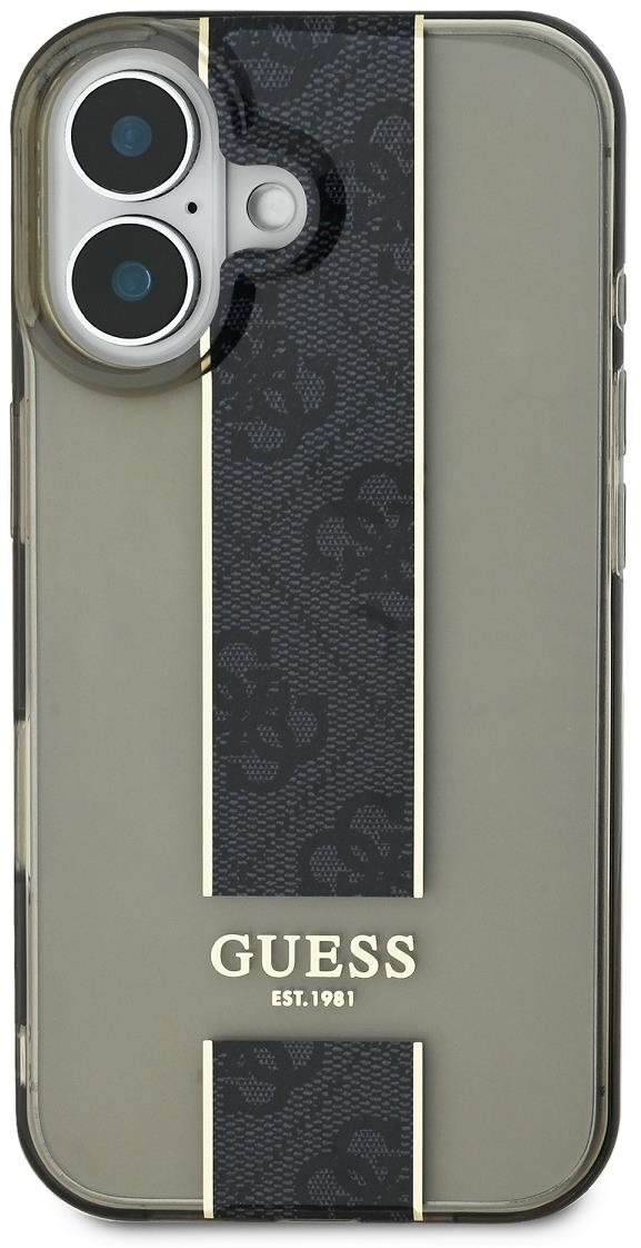 Guess IML Middle 4G Stripe Zadní Kryt pro iPhone 16 Black