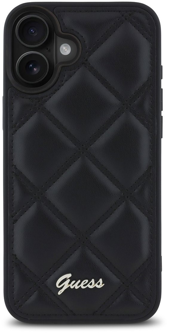 Guess PU Leather Quilted Zadní Kryt pro iPhone 16 Plus Black