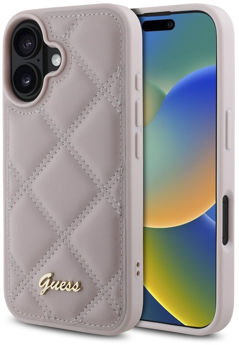 Guess PU Leather Quilted Zadní Kryt pro iPhone 16 Pink