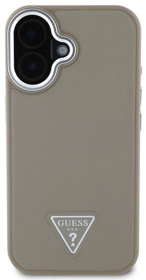 Guess PU Grained Triangle Logo Zadní Kryt pro iPhone 16 Brown