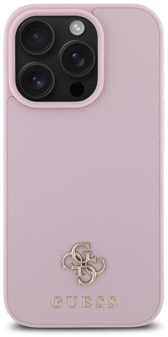 Guess PU Grained 4G Small Metal Logo MagSafe Zadní Kryt pro iPhone 16 Pro Max Pink
