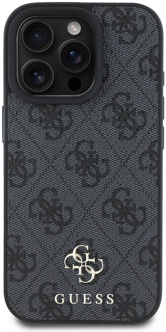 Guess PU 4G Small Metal Logo MagSafe Zadní Kryt pro iPhone 16 Pro Grey