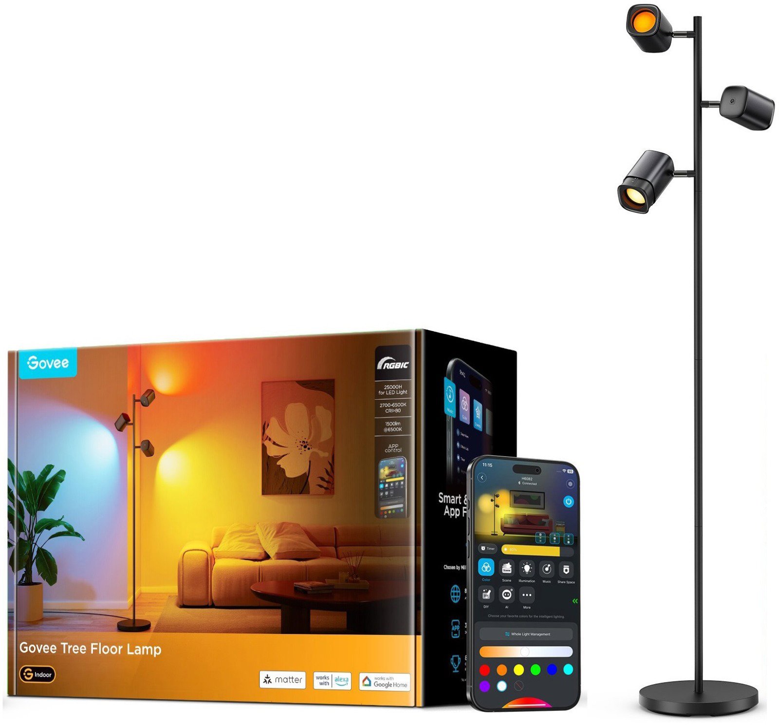 Govee Tree Lamp RGBICWW stojací lampa Matter