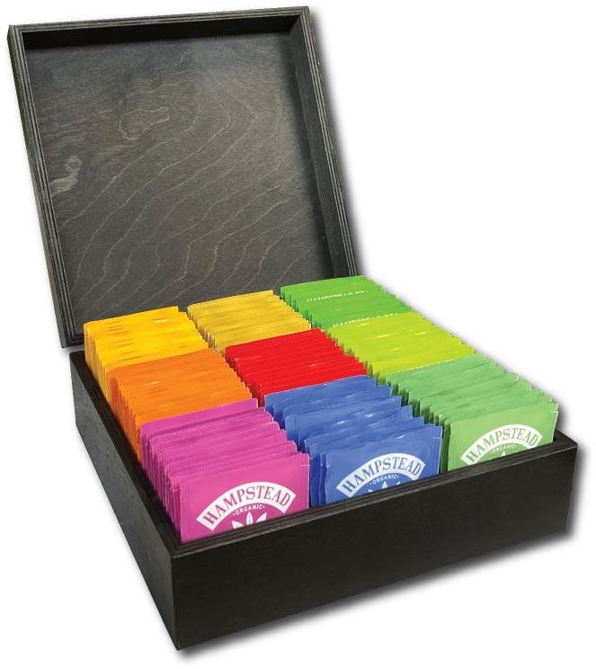 Hampstead Tea luxusní černá dřevěná kazeta mix sáčkových čajů 117ks - 9 druhů