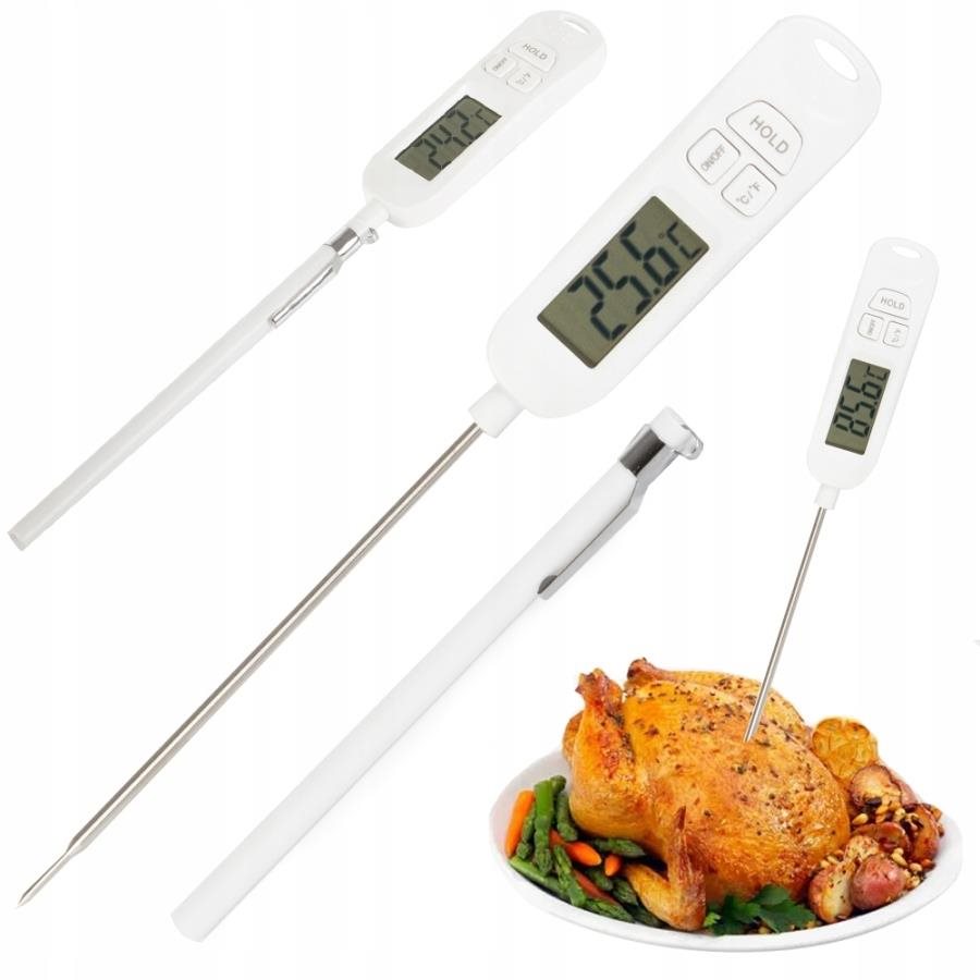 Verk Digitální kuchyňský teploměr s LCD + 300 °C, bílý