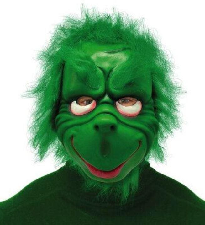 Guirca Zelená maska Grinch s vlasy - vánoce