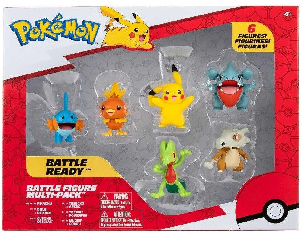 Pokémon akční figurky 6-pack Treecko Torchic Mudkip Gible Pikachu Cubone