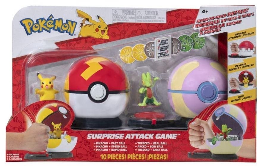 Pokémon Surprise Attack Game Pikachu with Fast Ball vs. Treecko with Heal Ball