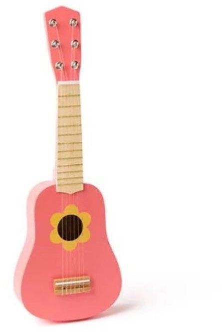 Kid's Concept Dětská kytara, dřevěná, růžová s květem