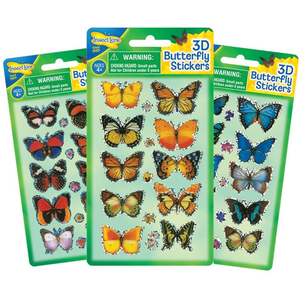Insect Lore Motýlí 3D samolepky - 1 sada, 15 samolepek