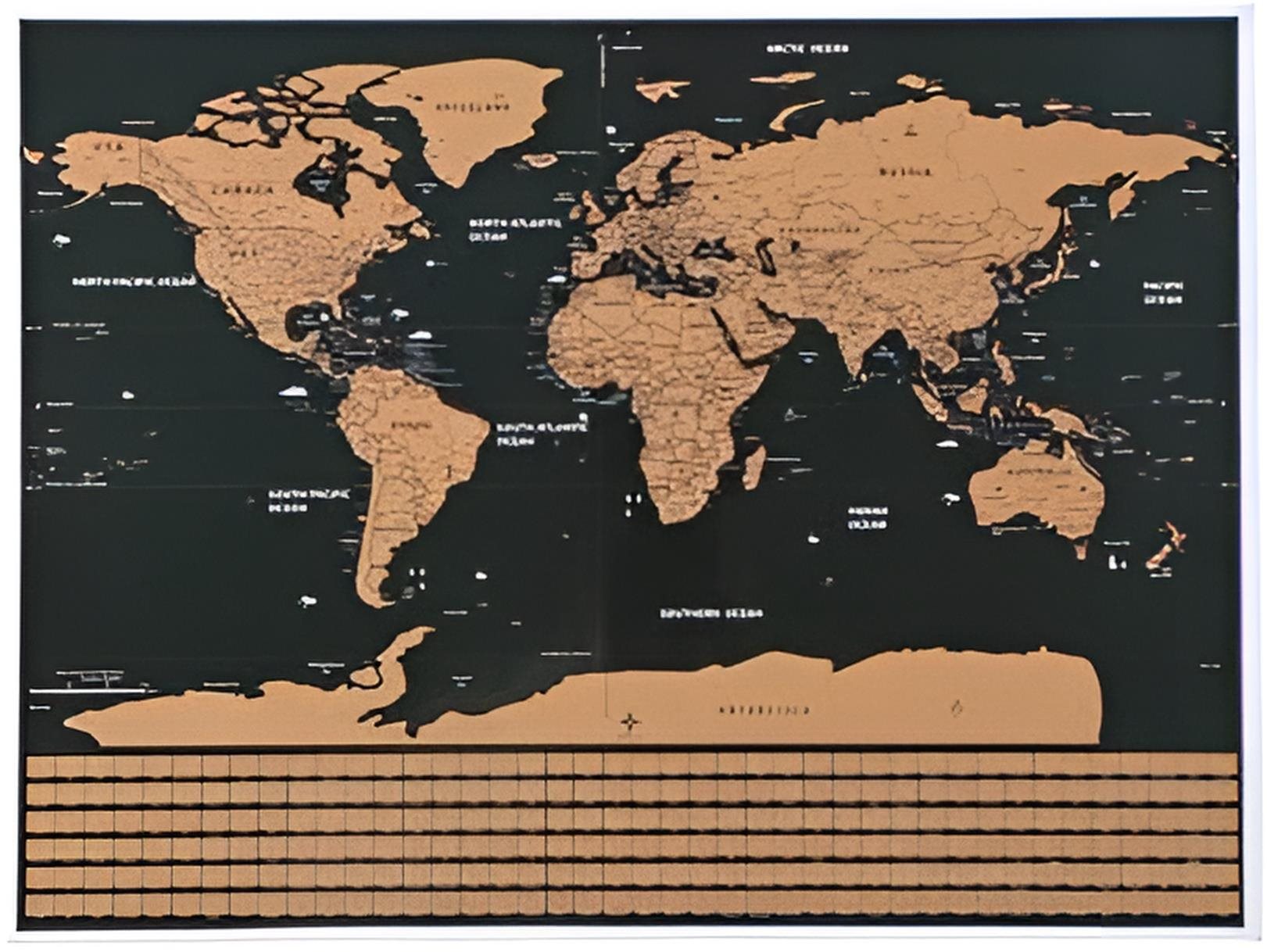 Malatec Velká stírací mapa světa s vlajkami deluxe 82 × 59 cm černá
