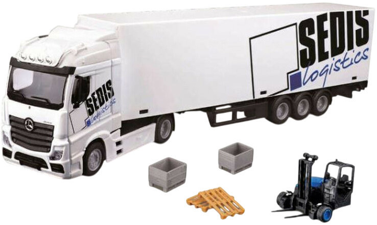 Bburago Mercedes Benz Actros a vysokozdvižný vozík Sedis 1:50