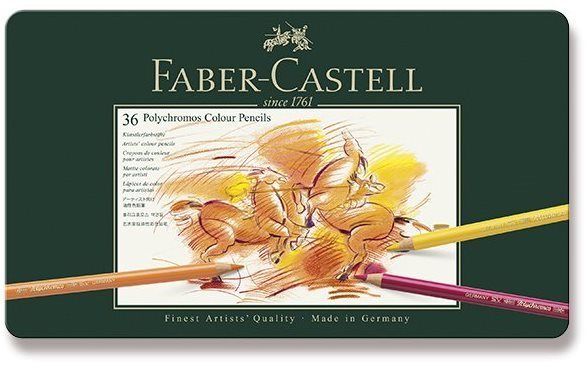 Pastelky FABER-CASTELL Polychromos v plechové krabičce, 36 barev