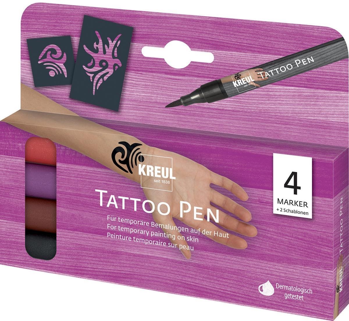 KREUL Tattoo Pen Set tetovací sada, 4 barvy