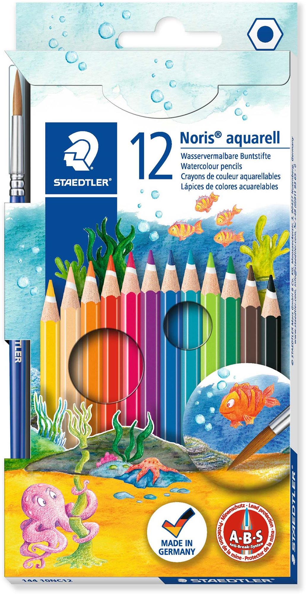 STAEDTLER akvarelové se štětcem, 12 barev