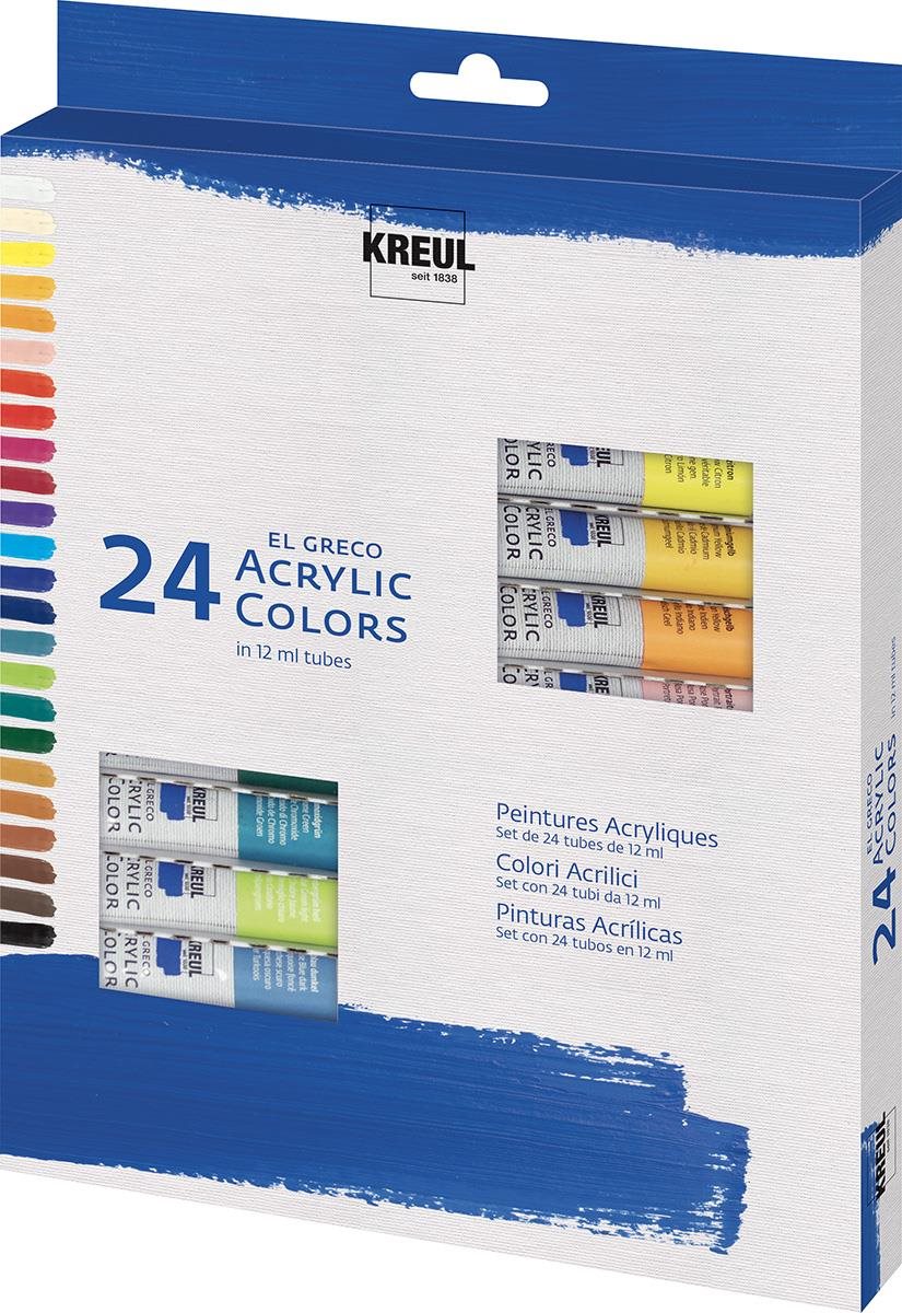 KREUL El Greco Sada akrylových barev, 24 barev, 12 ml v tubě