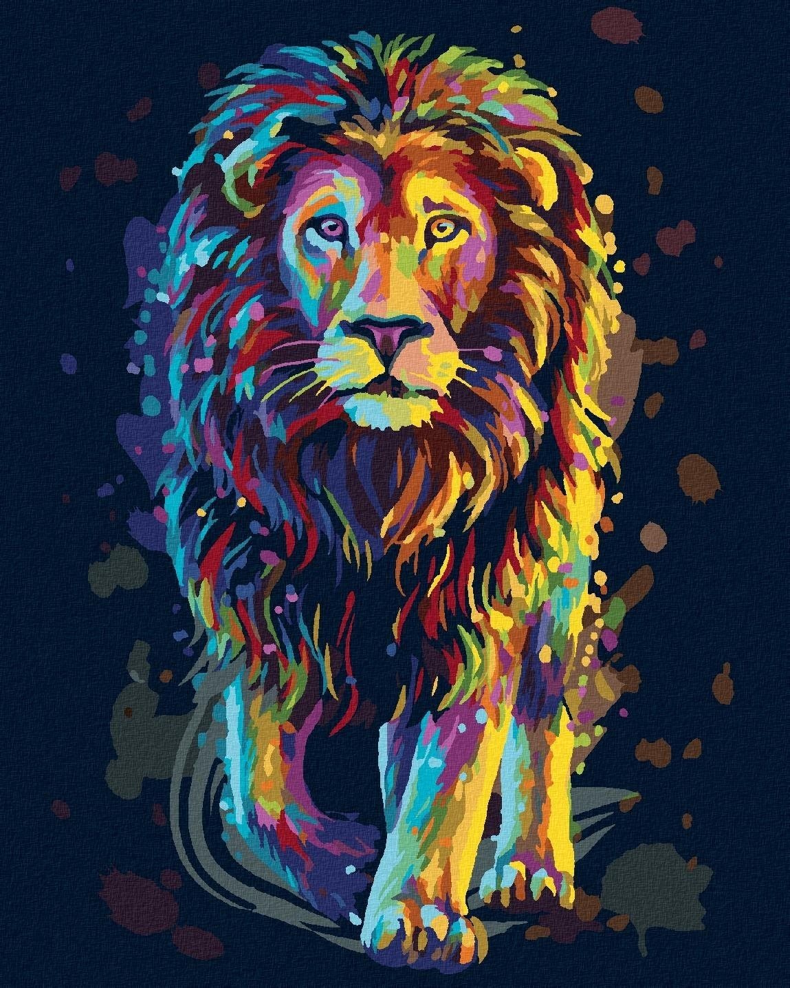 Malování podle čísel - Barevný lev portrét, 40x50 cm, bez rámu a bez vypnutí plátna