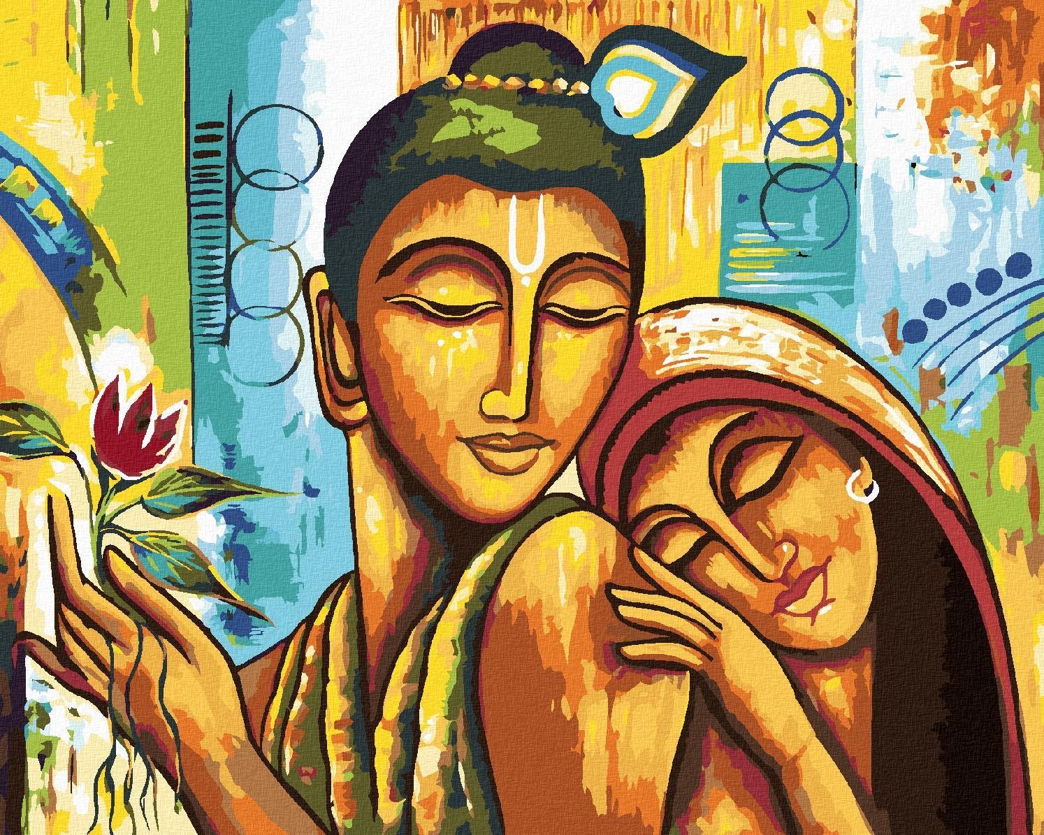 Malování podle čísel - Buddha se ženou, 40x50 cm, bez rámu a bez vypnutí plátna
