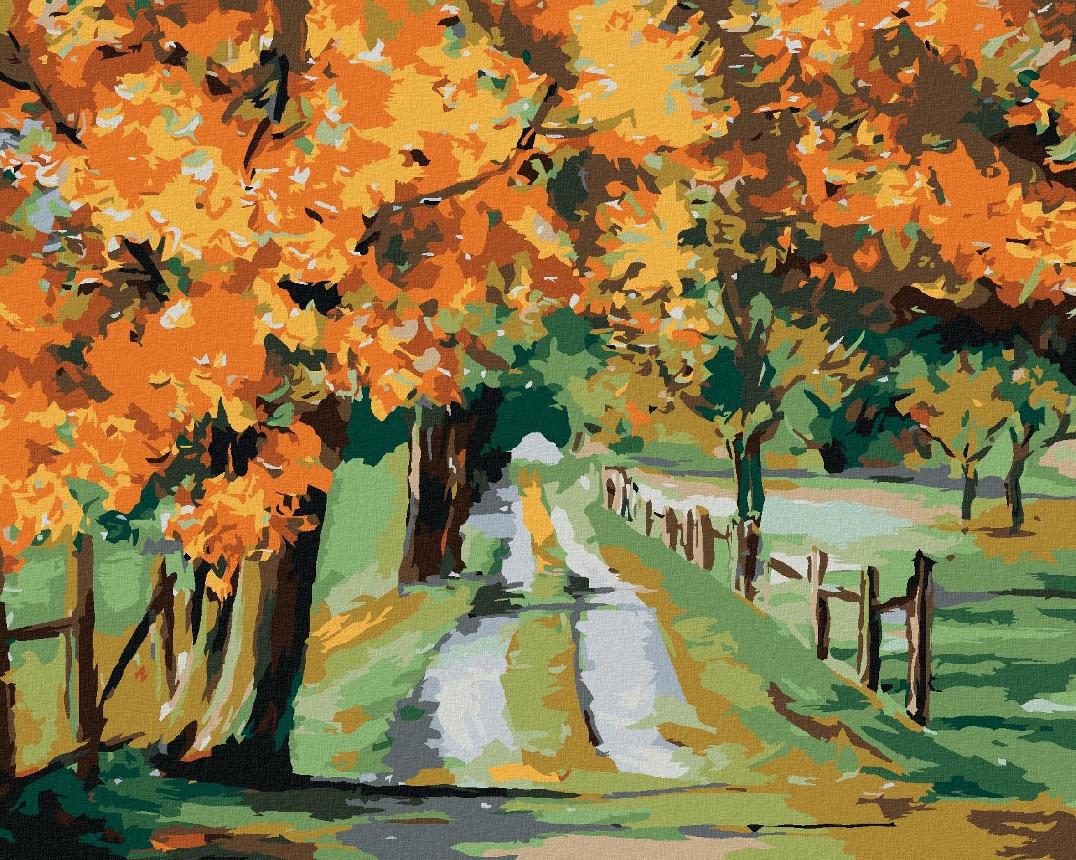 Malování podle čísel - Javor u silnice, 40x50 cm, bez rámu a bez vypnutí plátna