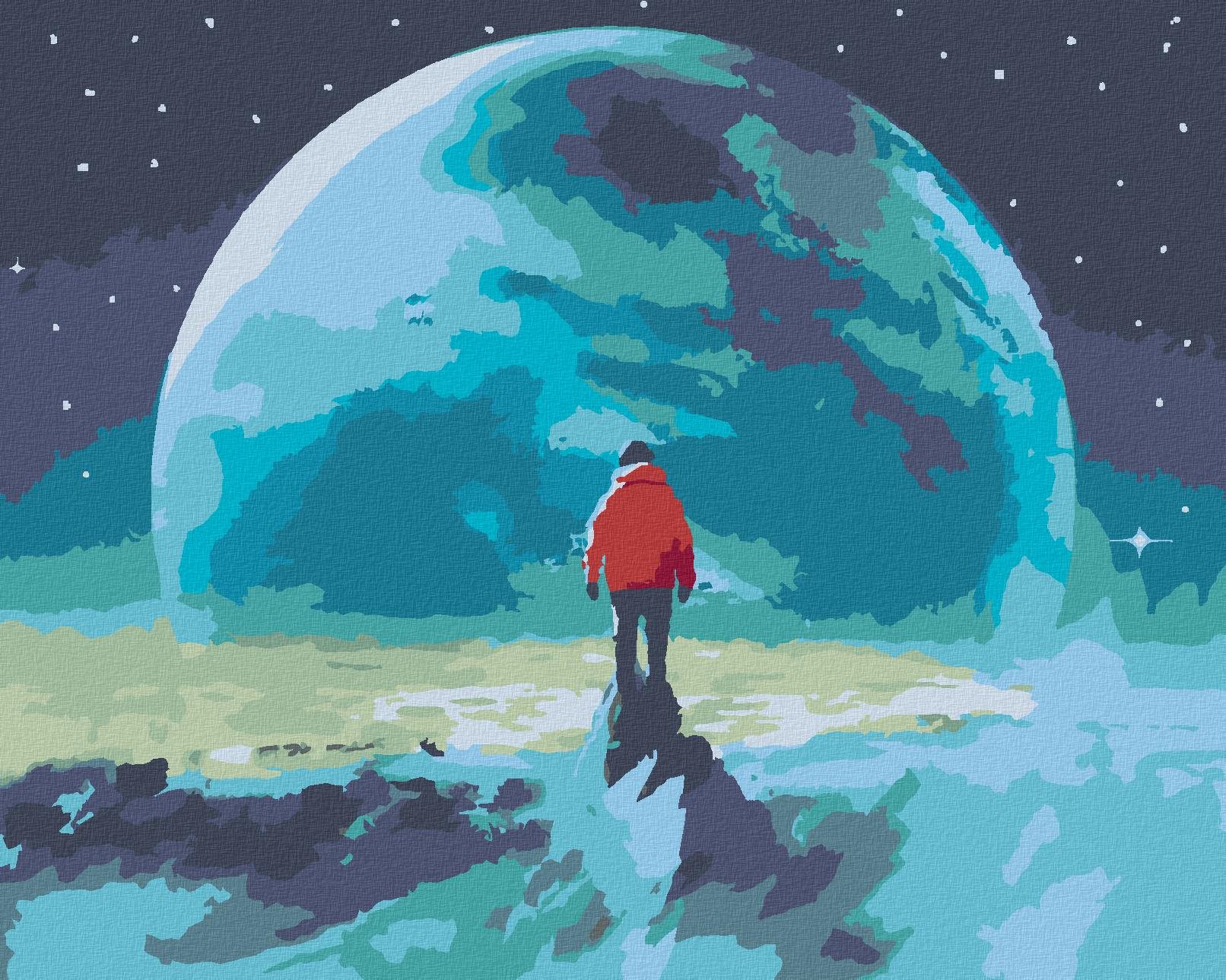 Malování podle čísel - Muž na vrcholu hory, 80x100 cm, vypnuté plátno na rám