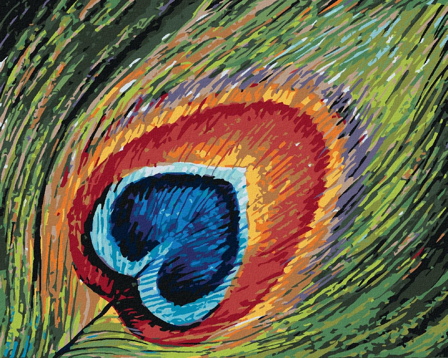 Malování podle čísel - Paví pero, 40x50 cm, vypnuté plátno na rám