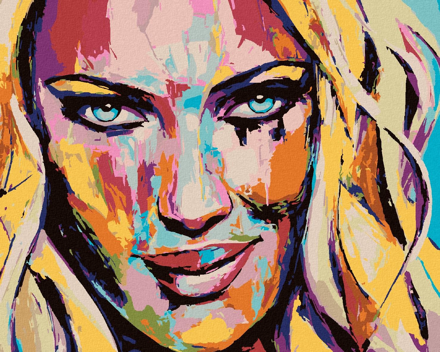 Malování podle čísel - Portrét barevná žena II, 80x100 cm, bez rámu a bez vypnutí plátna