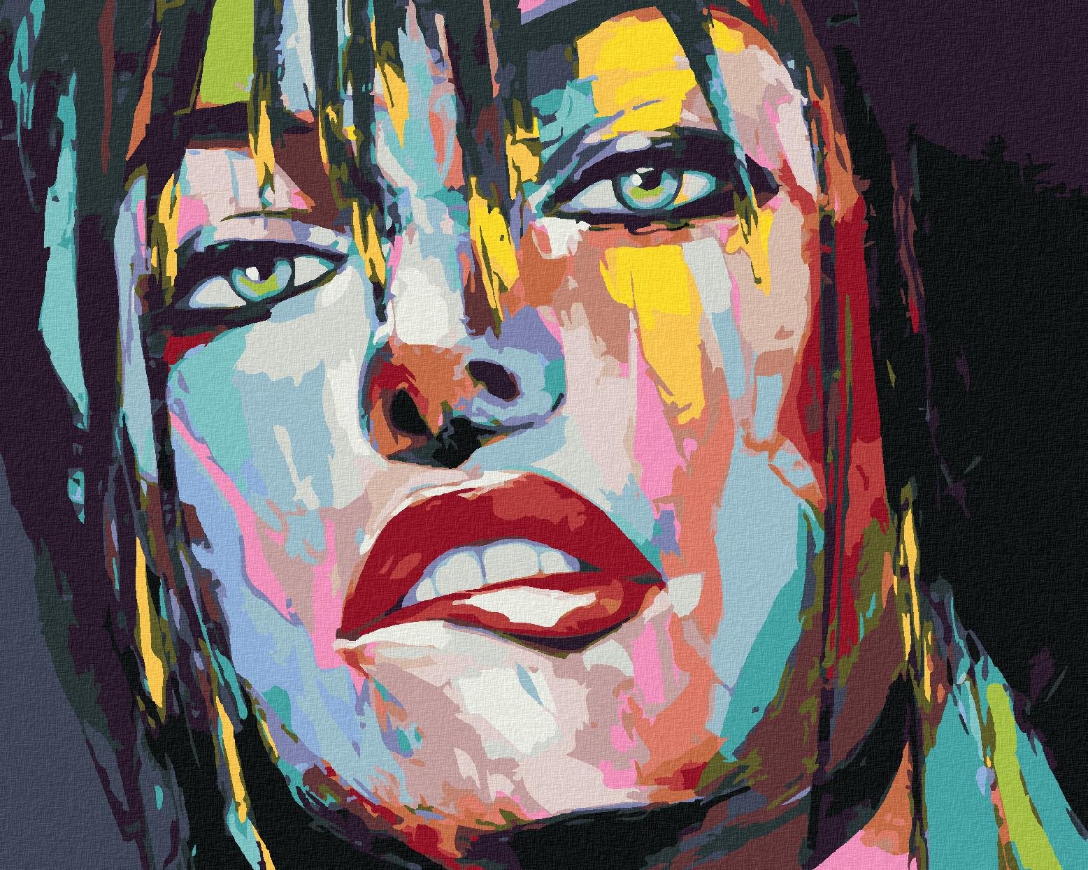 Malování podle čísel - Portrét barevná žena pokušení, 40x50 cm, vypnuté plátno na rám