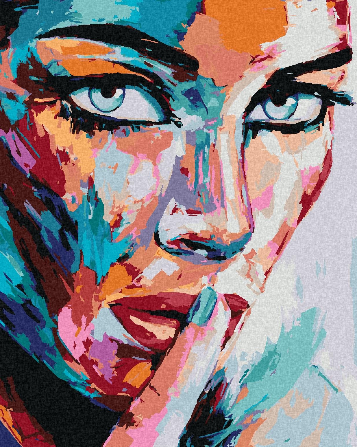 Malování podle čísel - Portrét barevná žena, 80x100 cm, bez rámu a bez vypnutí plátna