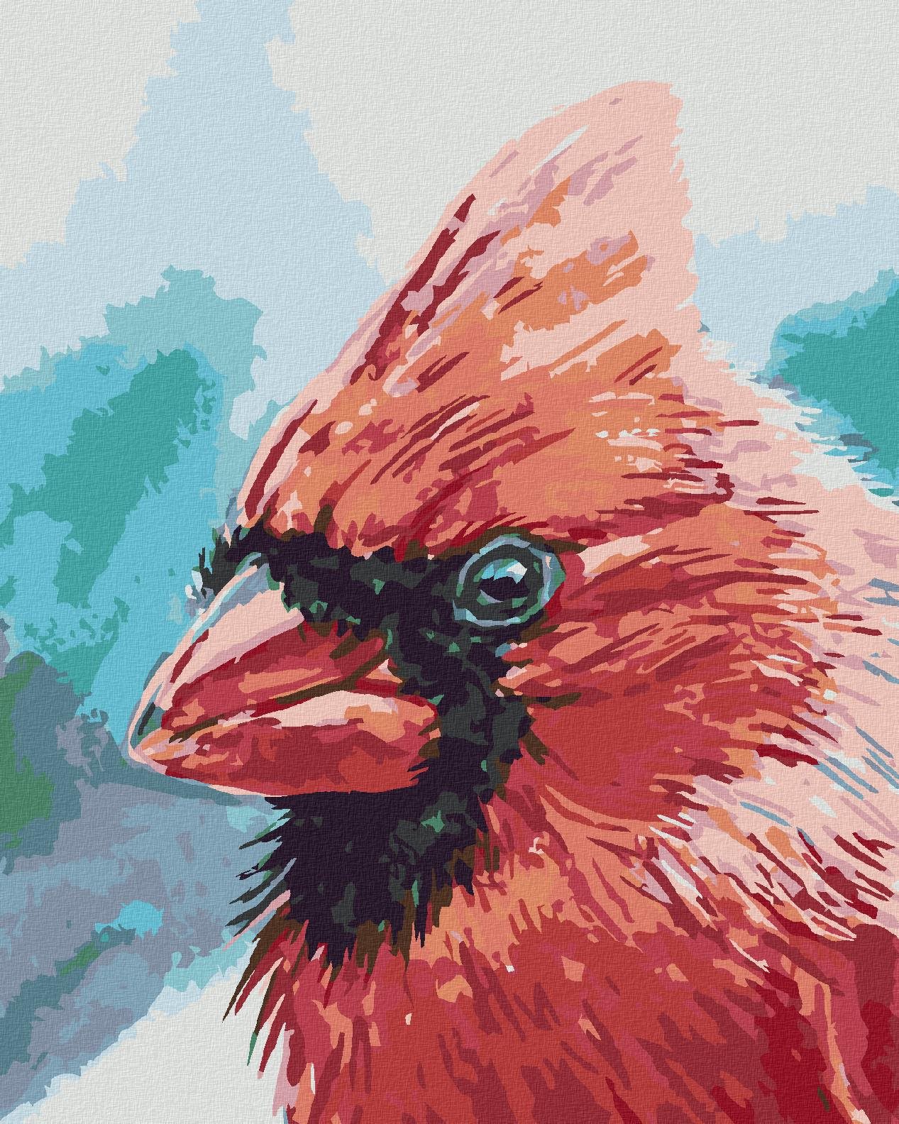 Malování podle čísel - Pták Kardinál, 40x50 cm, bez rámu a bez vypnutí plátna