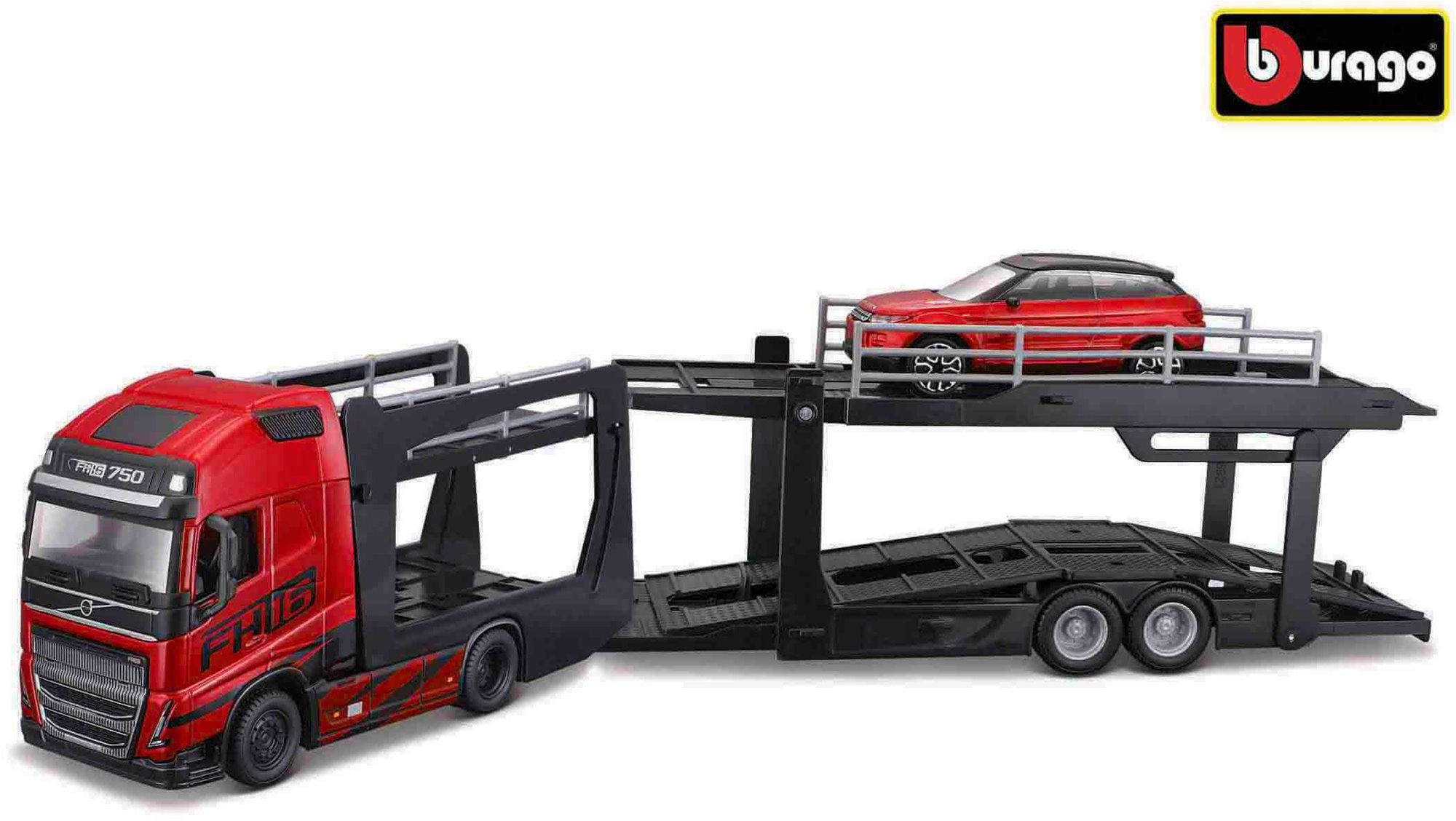 Bburago 1:43 STR FIRE Multicar Carrier - Volvo FH16 w/Land Rover LRX Concept