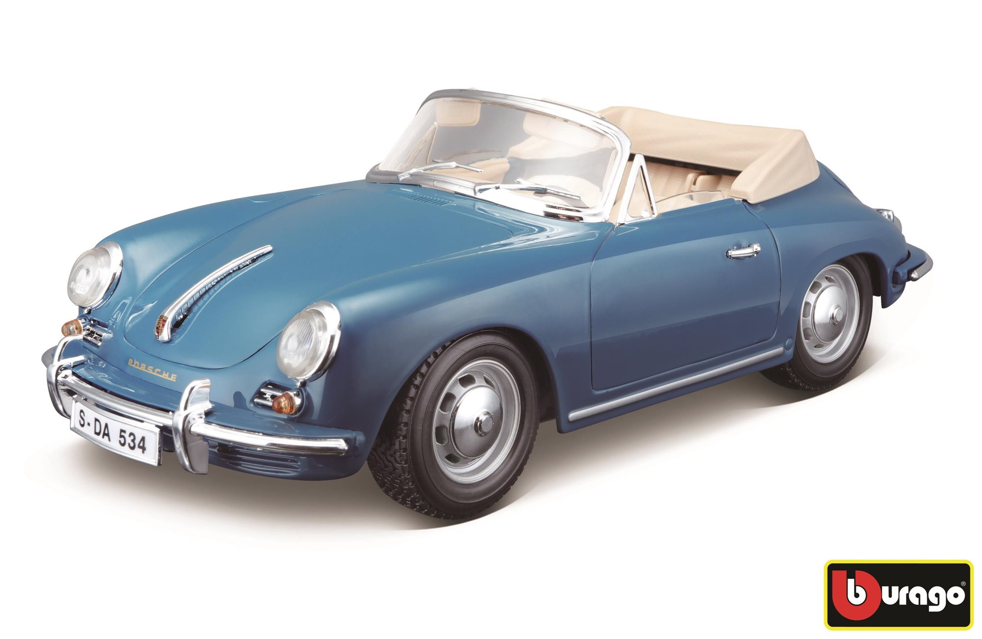 Bburago Porsche 356B Cabriolet 1961 modrá 1:18