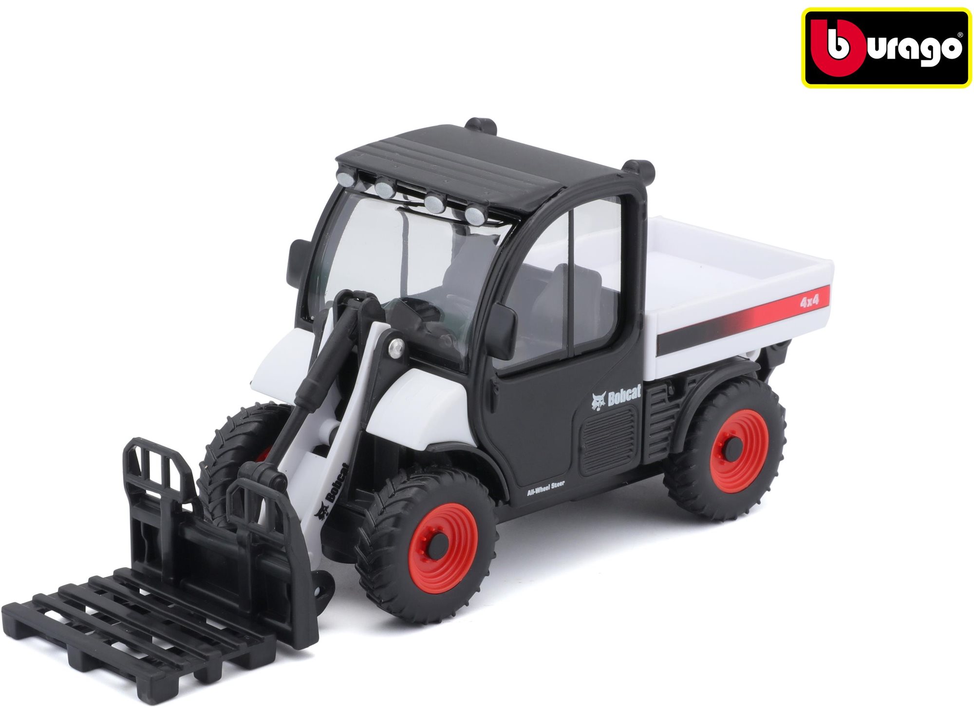 Bburago BOBCAT TOOLCAT 5600 W/ PALLET FORK WHITE & BLACK DIECAST