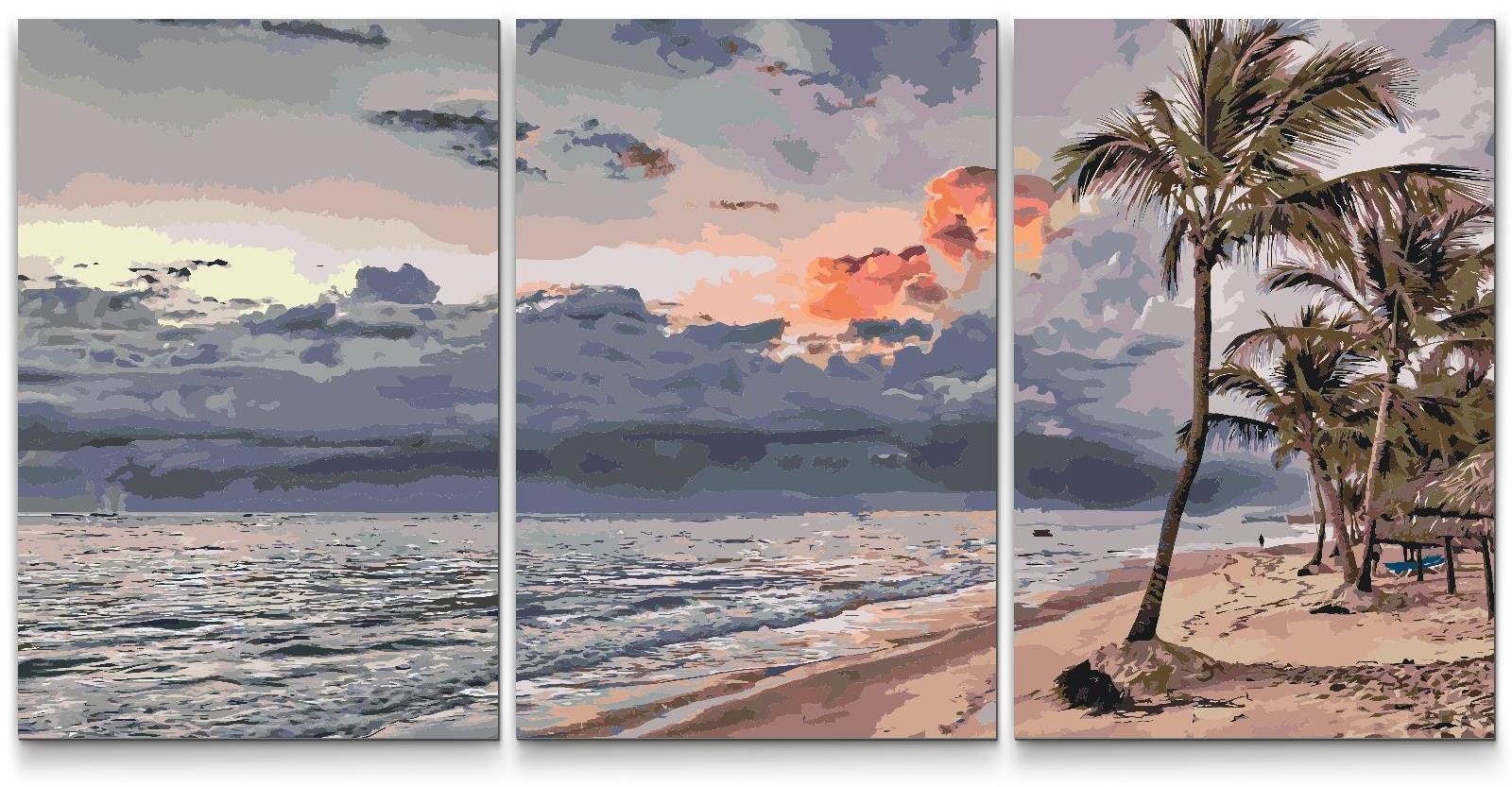 Painting Queens Malování podle čísel - Klidná pláž (sada 3 ks), 80 × 120 cm, bez rámu
