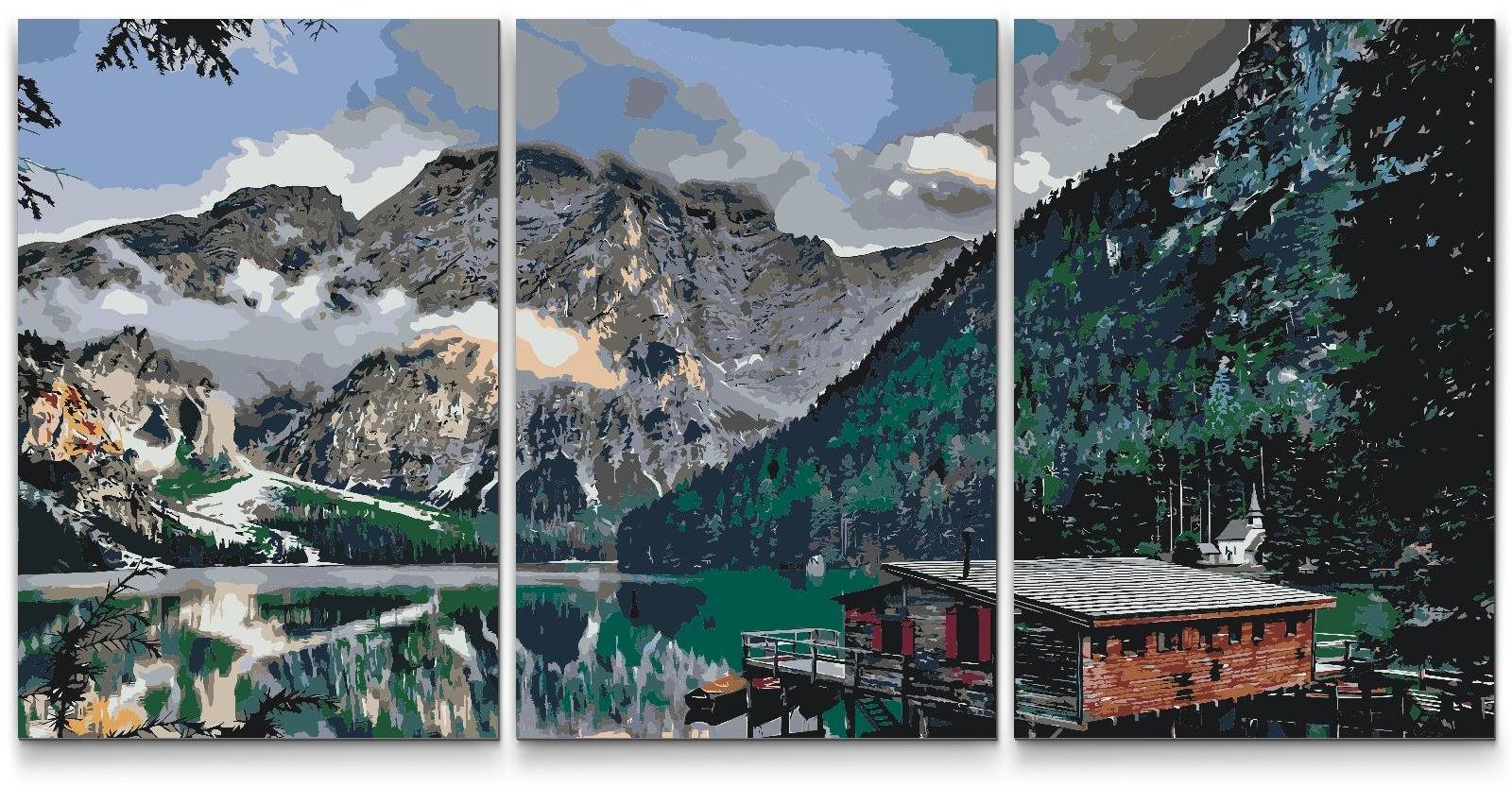 Painting Queens Malování podle čísel - Horská chata (sada 3 ks), 40 × 60 cm, bez rámu