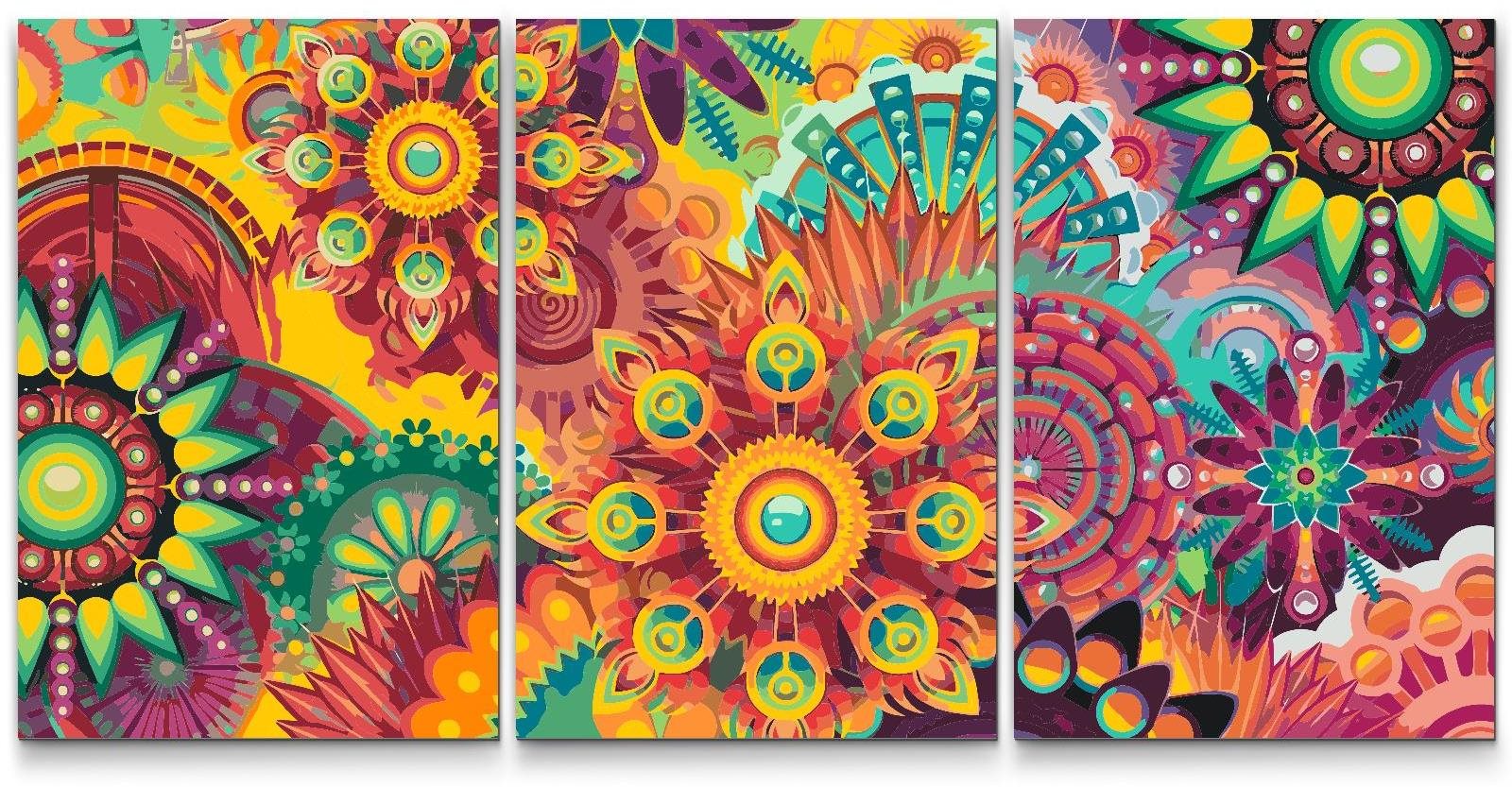 Painting Queens Malování podle čísel - Barevná mandala (sada 3 ks), 80 × 120 cm, bez rámu