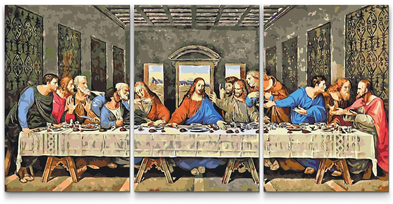 Painting Queens Malování podle čísel - Poslední večeře (sada 3 ks), 80 × 120 cm, bez rámu