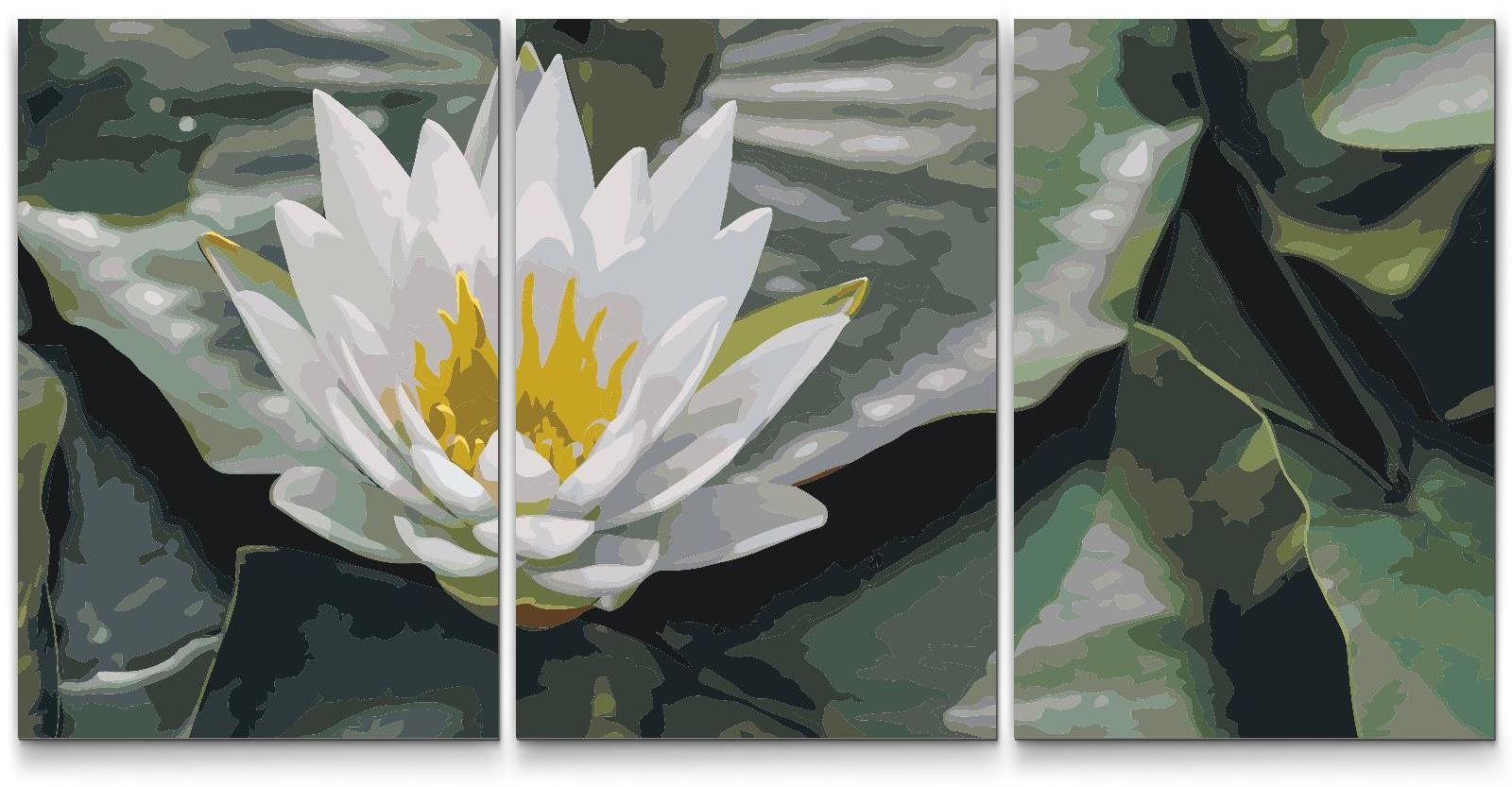 Painting Queens Malování podle čísel - Lotos, symbol moudrosti (sada 3 ks), 40 × 60 cm, na rámu