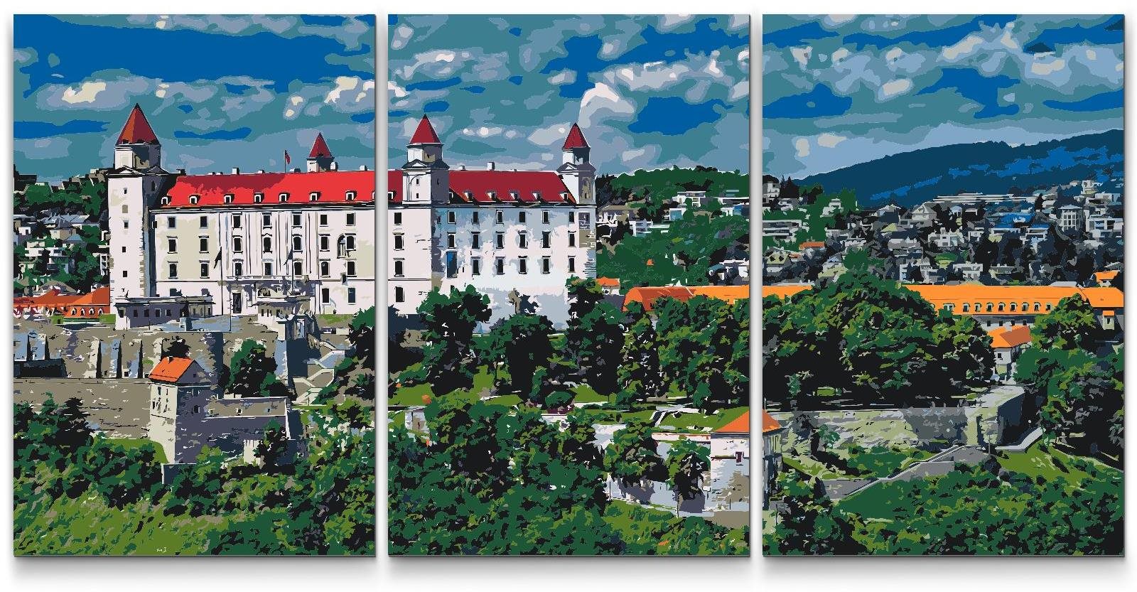Painting Queens Malování podle čísel - Bratislavský hrad (sada 3 ks), 80 × 120 cm, bez rámu