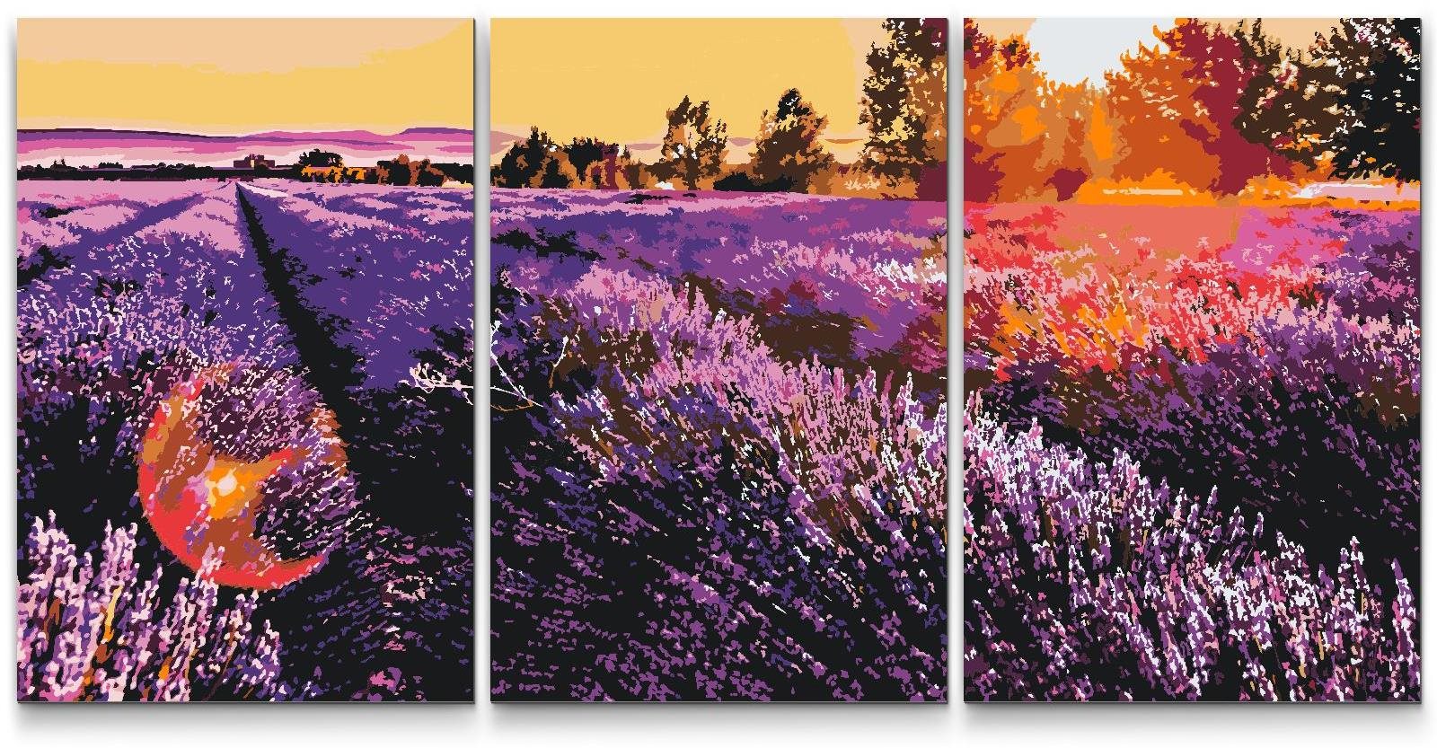 Painting Queens Malování podle čísel - Levandulový záhon (sada 3 ks), 40 × 60 cm, bez rámu