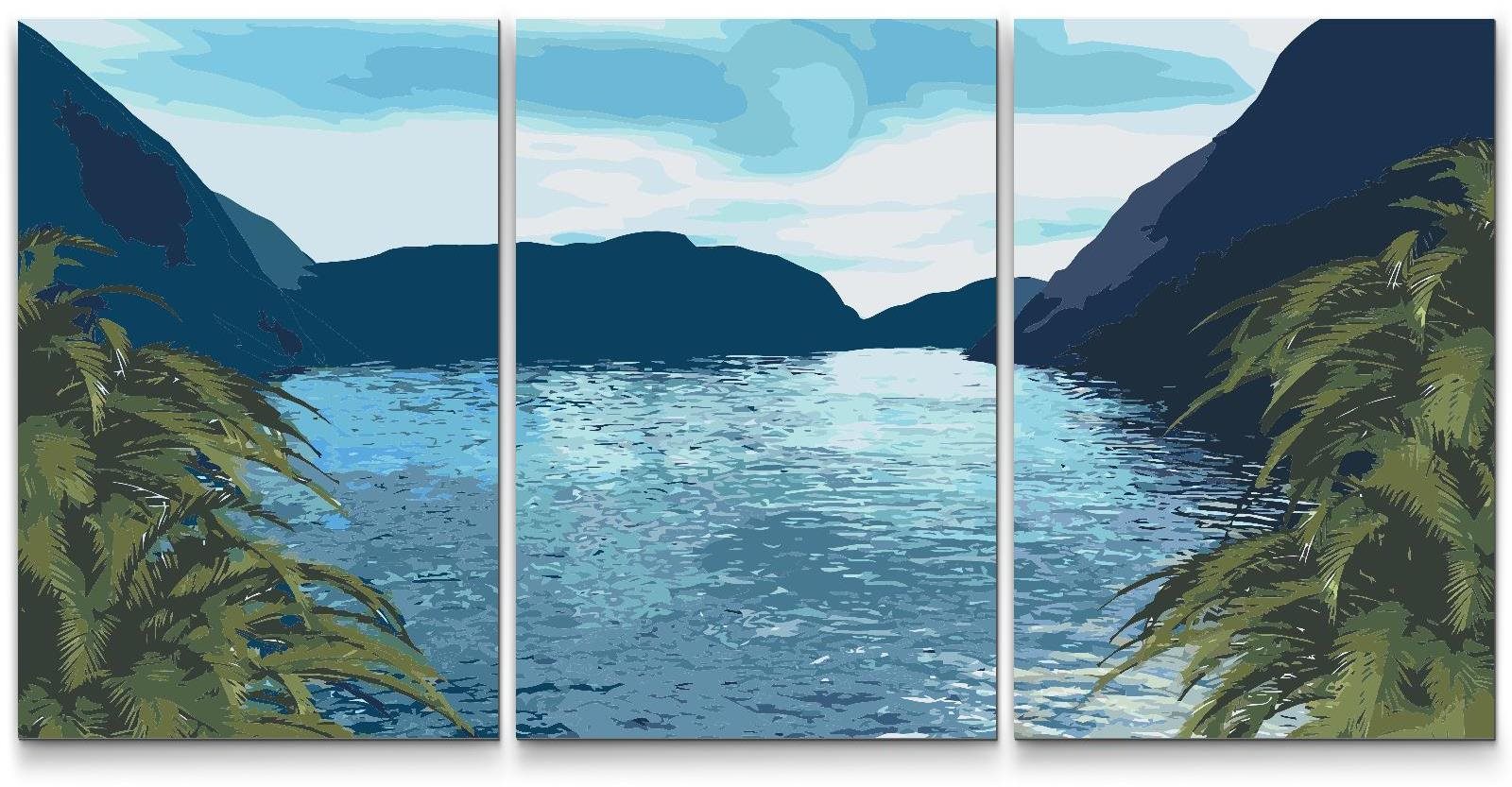 Painting Queens Malování podle čísel - Lagoon Bay (sada 3 ks), 80 × 120 cm, bez rámu