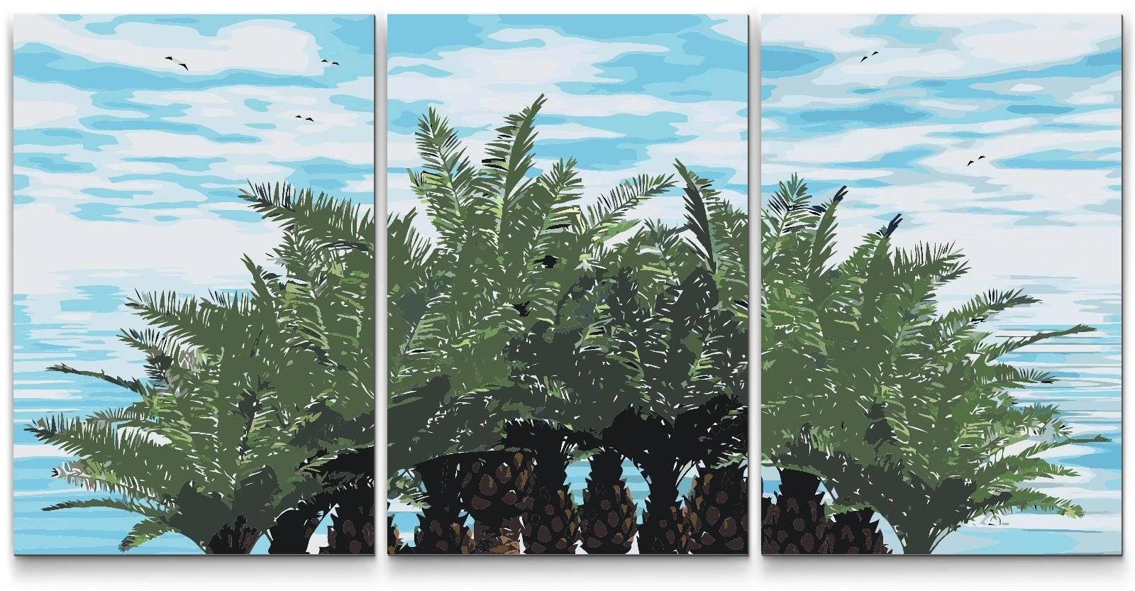 Painting Queens Malování podle čísel - Palmy Karibik (sada 3 ks), 40 × 60 cm, na rámu