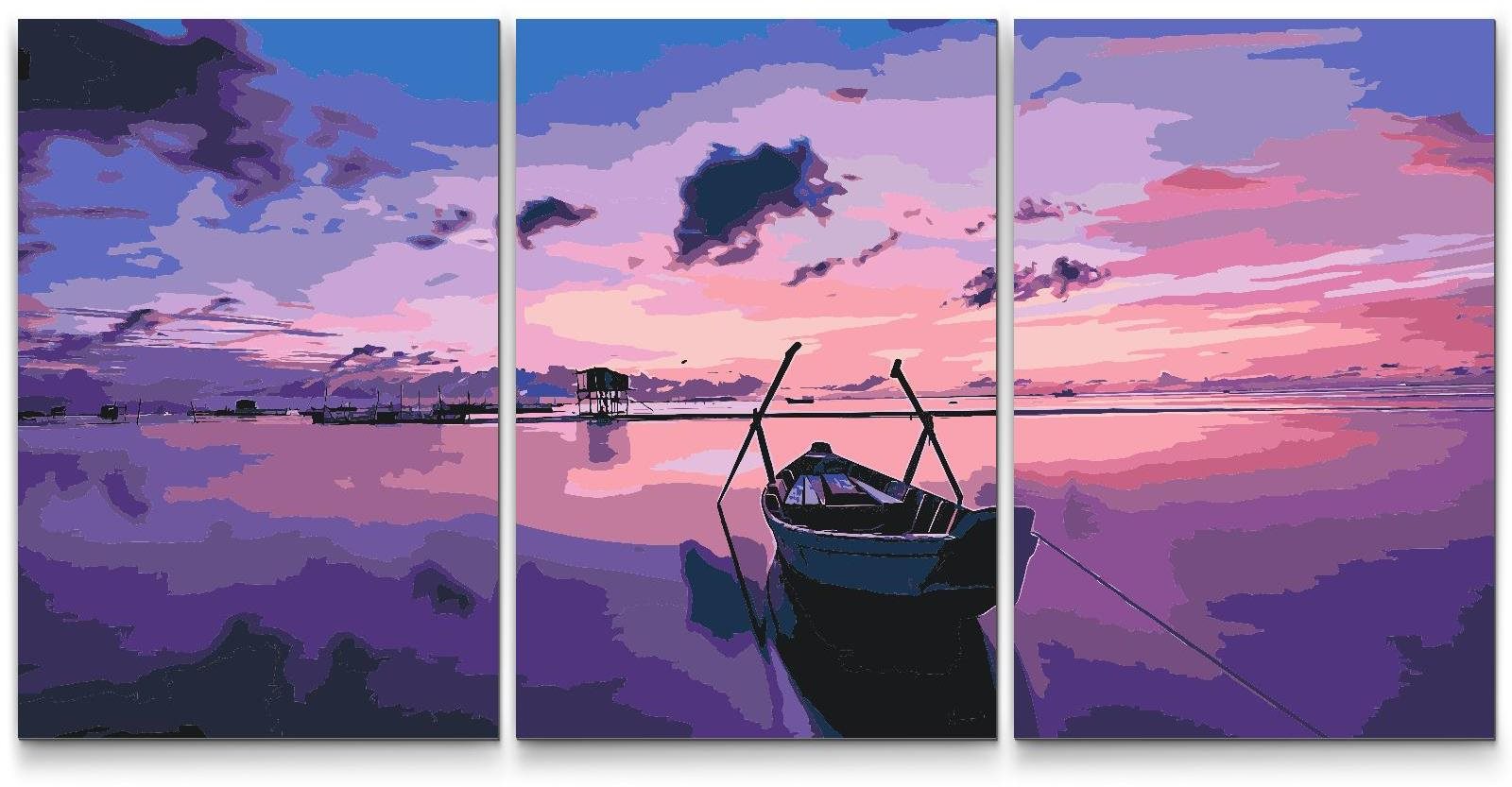 Painting Queens Malování podle čísel - Fialový východ slunce (sada 3 ks), 60 × 80 cm, na rámu