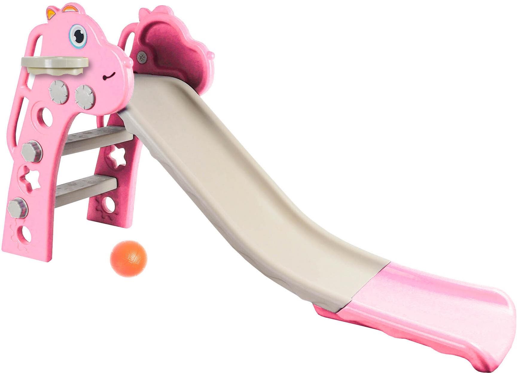 Aga4Kids Skluzavka s madlem 130 cm DS3701 Růžová
