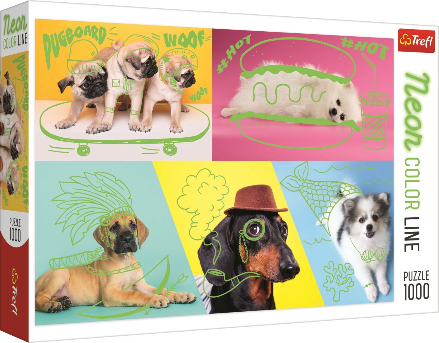 Trefl Puzzle Neon Color Line Psí relax 1000 dílků
