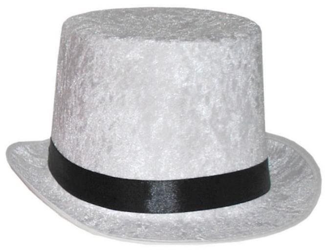 Funny Fashion Klobouk cylindr sametový bílý