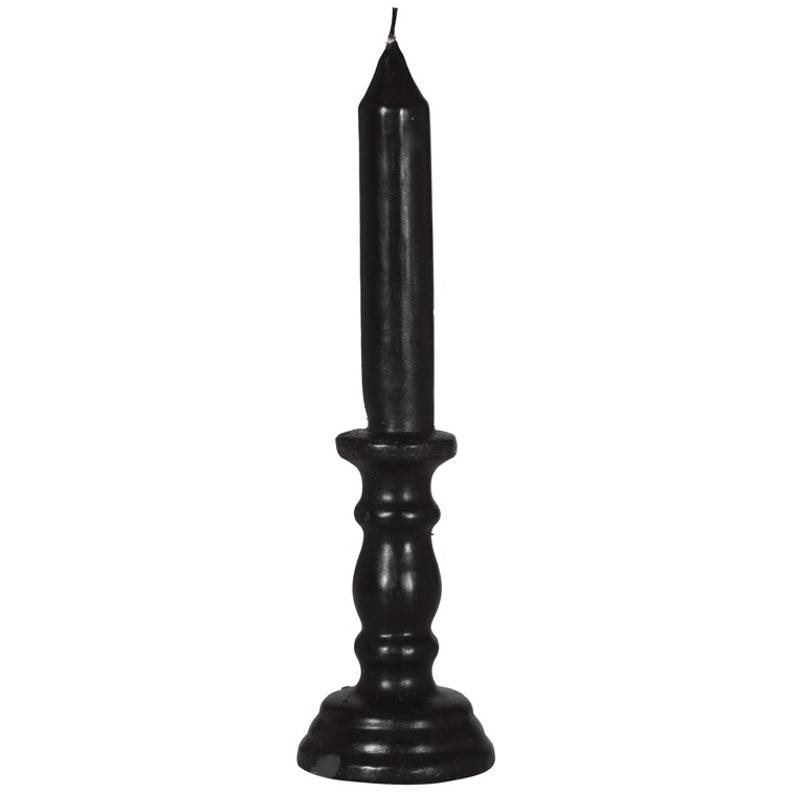 Guirca Černá svíčka s voskovým svícnem 27 cm